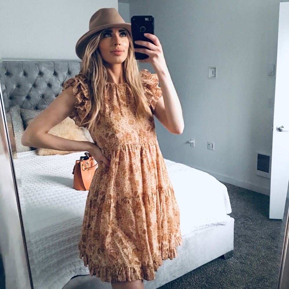 Ulla Johnson Floral Ruffle Sleeve Dress